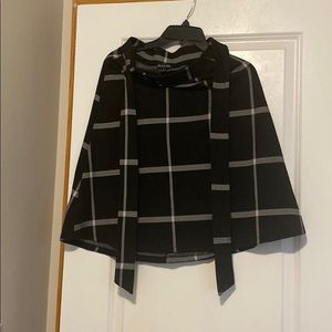 Black and White Belted A Line Flared Skirt